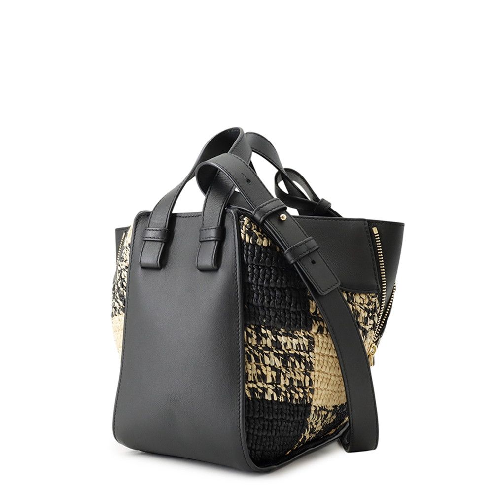 Loewe Handbag Hammock Compact Leather Raffia 2-Way Shoulder Black — view 2