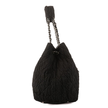 Chanel CC Logo Tote Bag Black Quilted Crinkled Nylon — view 4