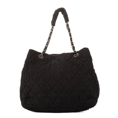 Chanel CC Logo Tote Bag Black Quilted Crinkled Nylon — view 5