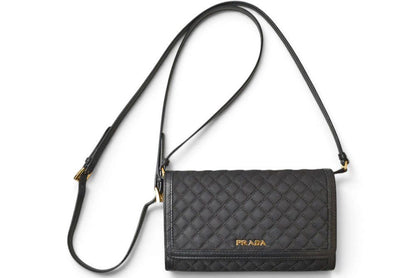 Prada Shoulder Bag Multi Wallet Bifold Black Leather — view 2