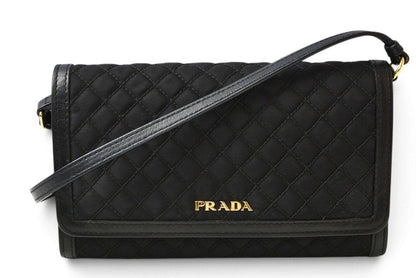 Prada Shoulder Bag Multi Wallet Bifold Black Leather