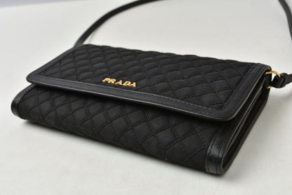 Prada Shoulder Bag Multi Wallet Bifold Black Leather — view 6