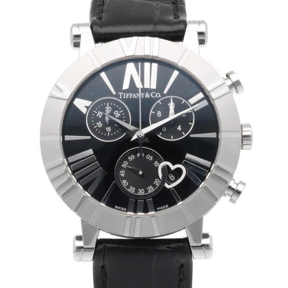 Tiffany & Co Atlas Chrono Heart Date Watch Stainless Steel Quartz