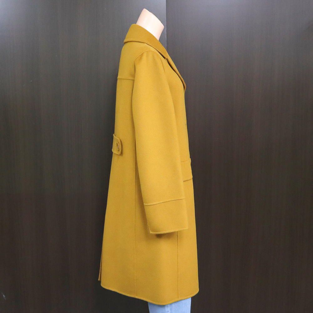 Max Mara Sale Long Coat Yellow Earth Color 42 Wool Jacket Winter Wear — view 3