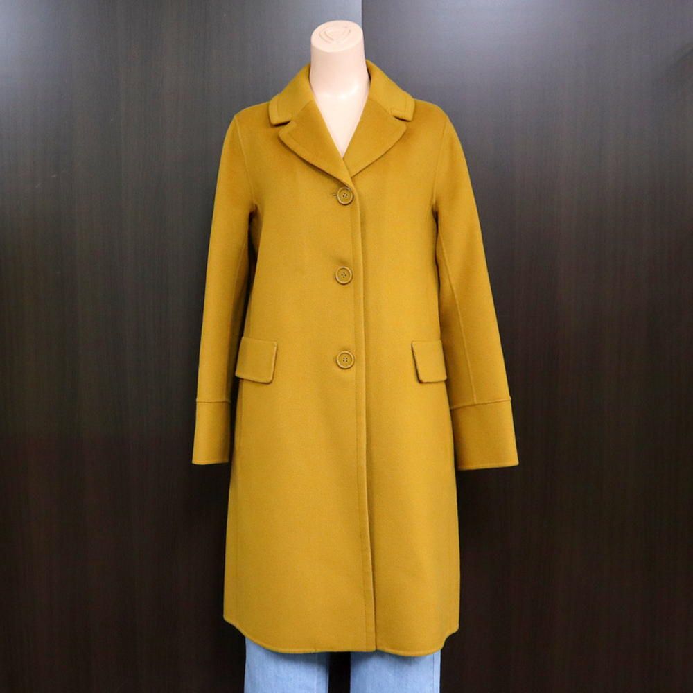 Max Mara Sale Long Coat Yellow Earth Color 42 Wool Jacket Winter Wear
