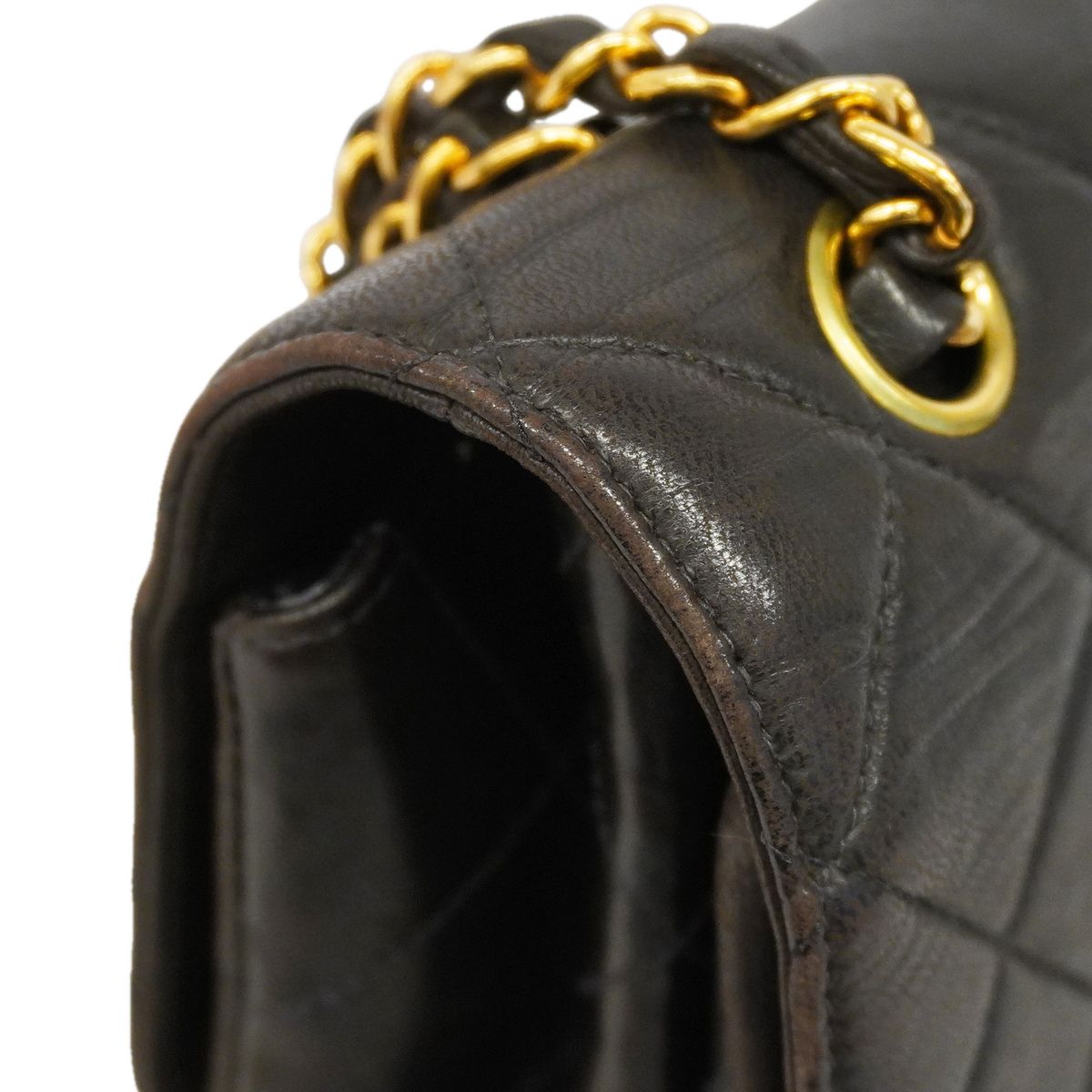 Chanel Shoulder Bag Quilted Face Lambskin Black Gold — view 6