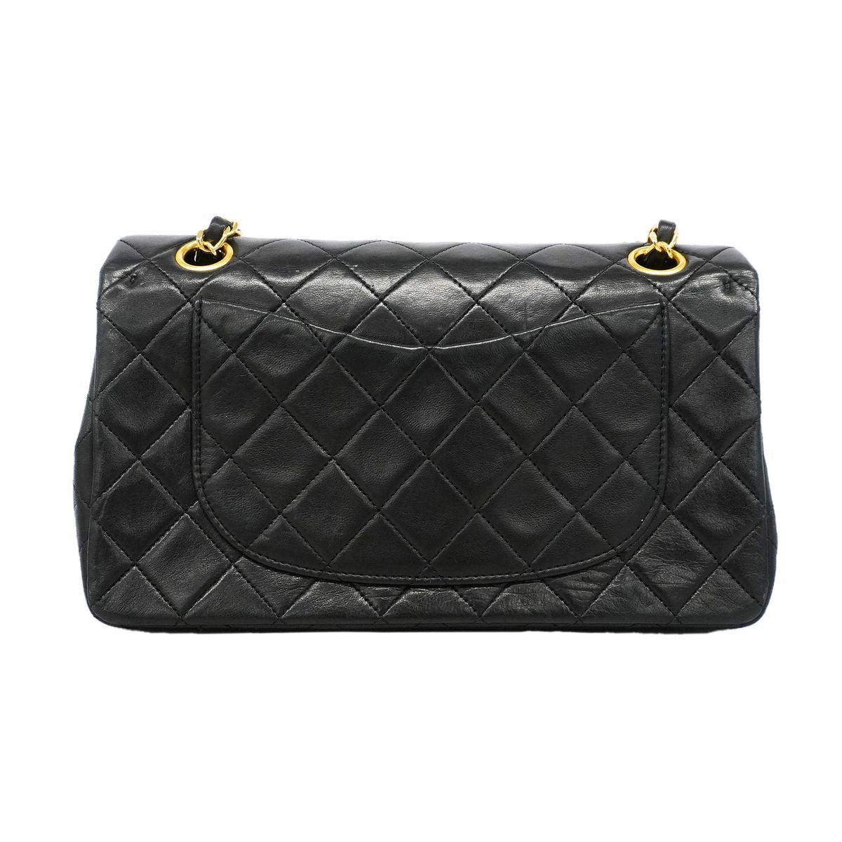 Chanel Shoulder Bag Quilted Lambskin Black Gold — view 8