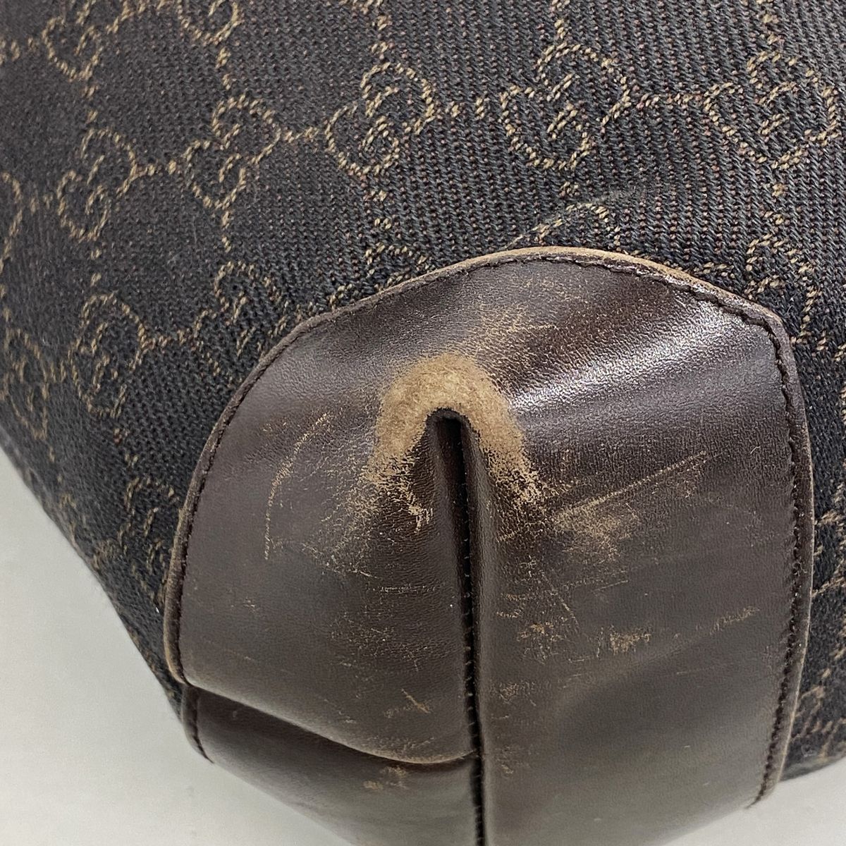 Gucci Tote Bag Denim Brown Silver — view 6
