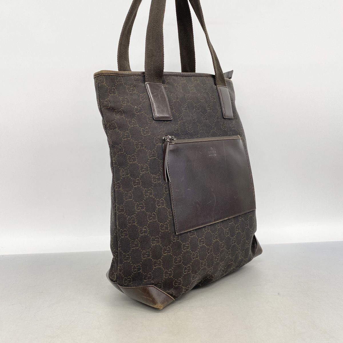 Gucci Tote Bag Denim Brown Silver — view 2