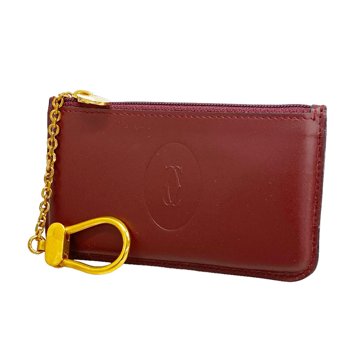 Cartier Coin Purse Must Leather Bordeaux Gold