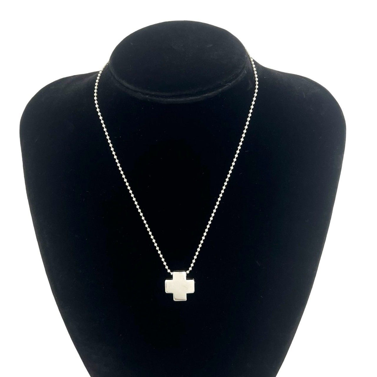 Tiffany & Co Vintage Roman Cross Ball Chain Necklace 925 Sterling Silver — view 2