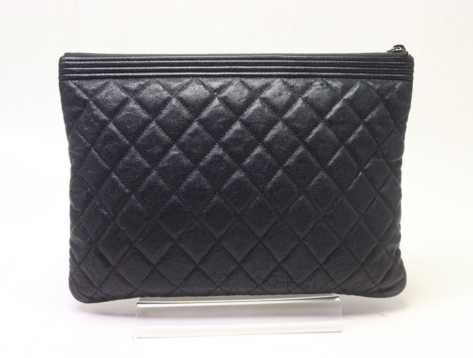 Chanel Boy Caviar Leather Clutch — view 2