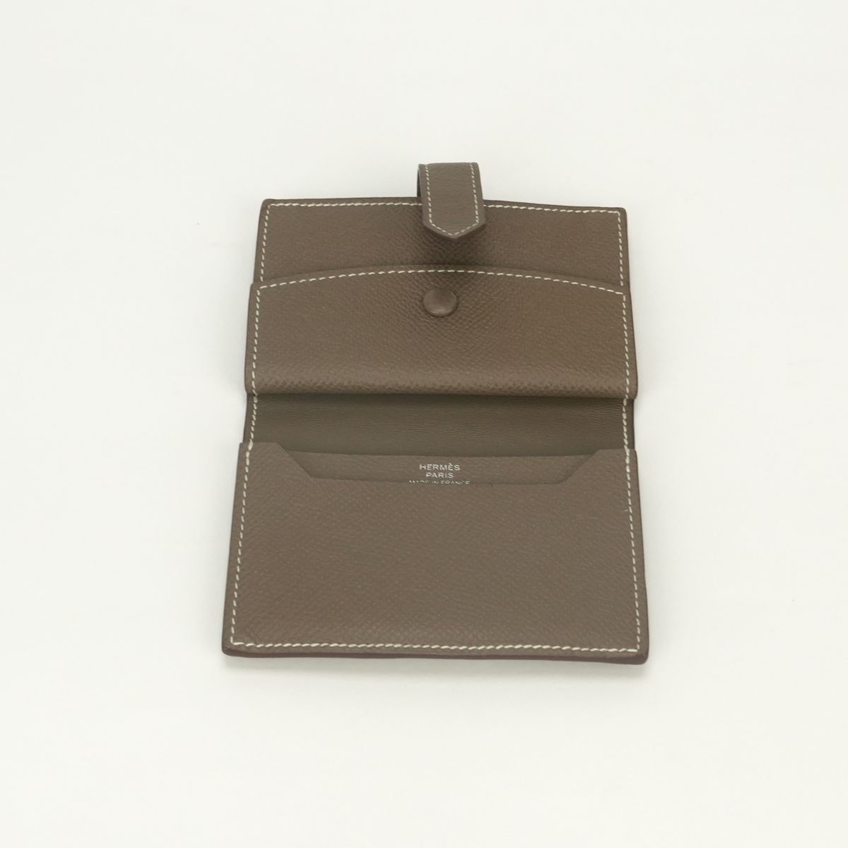 Hermes Bearn Mini Wallet Bifold Epsom Etoupe Gray Silver Veau — view 5