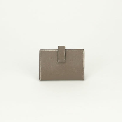 Hermes Bearn Mini Wallet Bifold Epsom Etoupe Gray Silver Veau — view 2