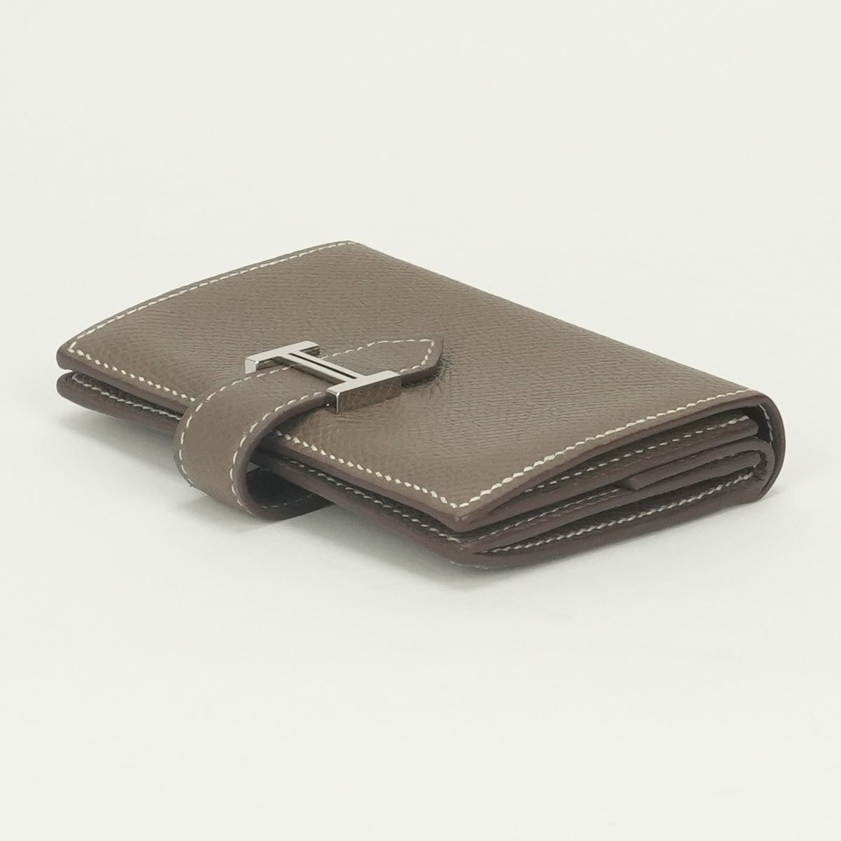 Hermes Bearn Mini Wallet Bifold Epsom Etoupe Gray Silver Veau — view 4