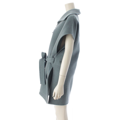 Hermes Cashmere Long Gilet with Belt Zip Up Coat Blue Green Vest 38 — view 3