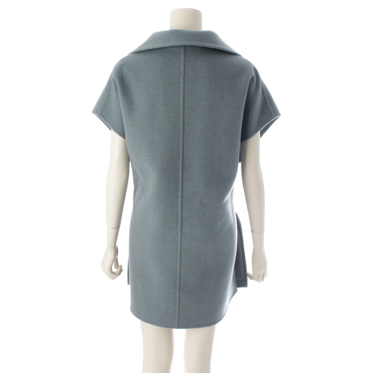 Hermes Cashmere Long Gilet with Belt Zip Up Coat Blue Green Vest 38 — view 4