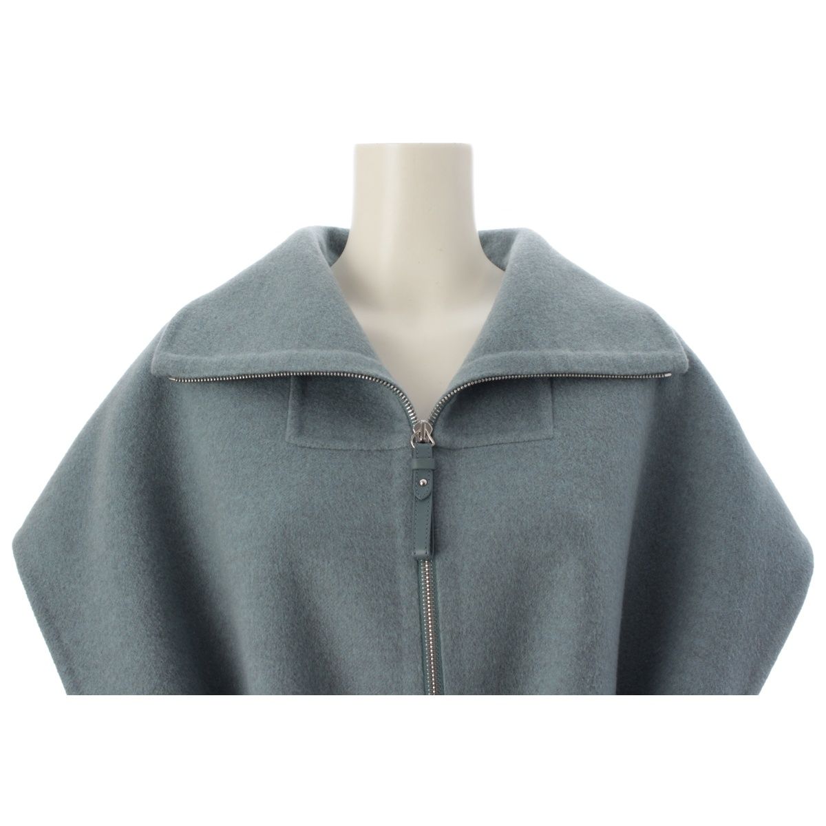 Hermes Cashmere Long Gilet with Belt Zip Up Coat Blue Green Vest 38 — view 5