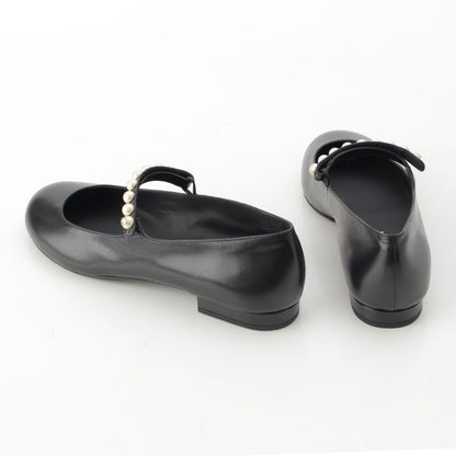 Chanel 40C Mary Jane Goatskin CC Logo Pumps Pearl Shoes Black 40C — view 4