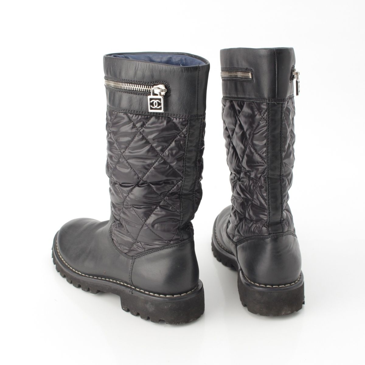 Chanel Coco Cocoon Leather Engineer Boots Shoes Black — view 4