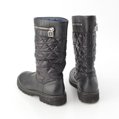 Chanel Coco Cocoon Leather Engineer Boots Shoes Black — view 4