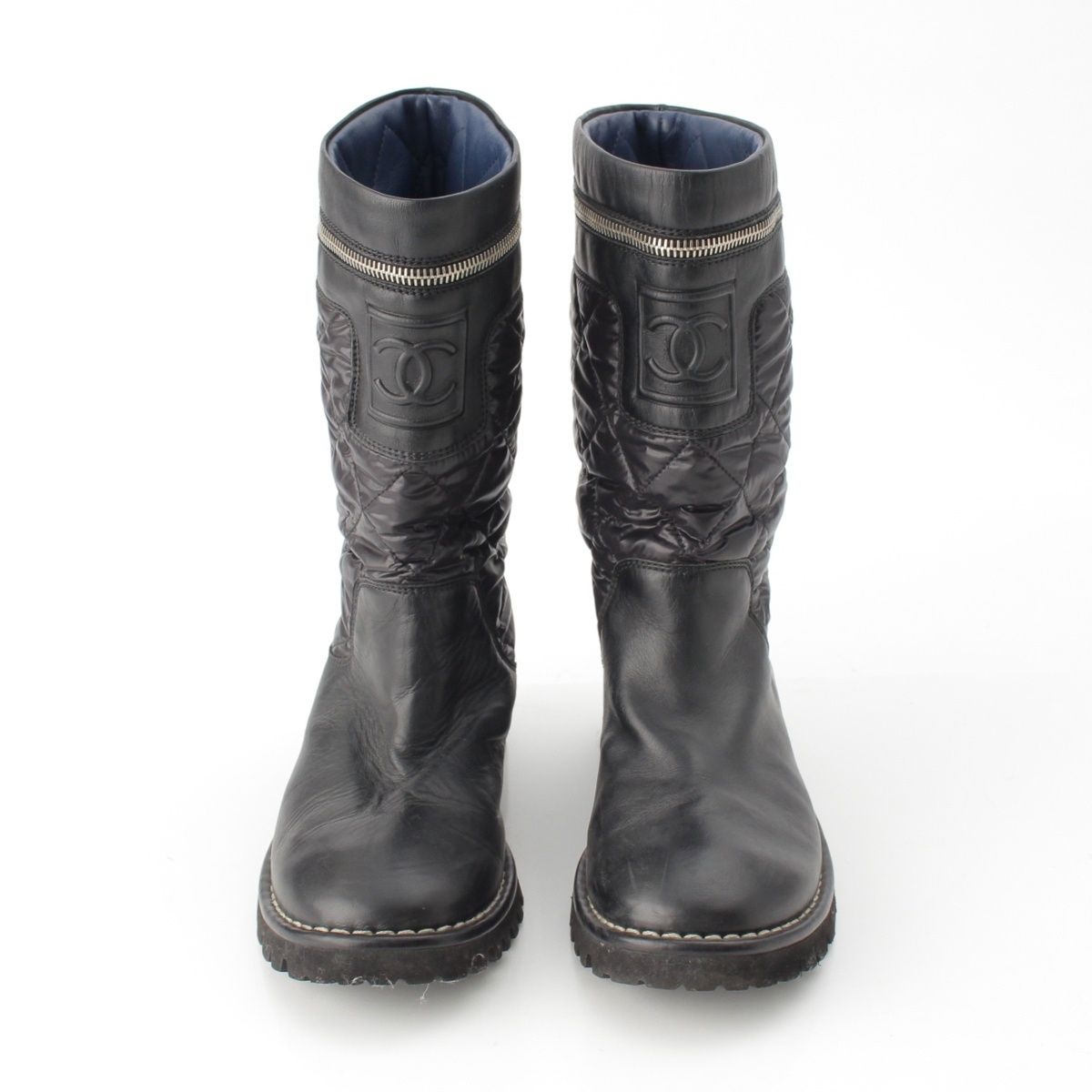 Chanel Coco Cocoon Leather Engineer Boots Shoes Black — view 2
