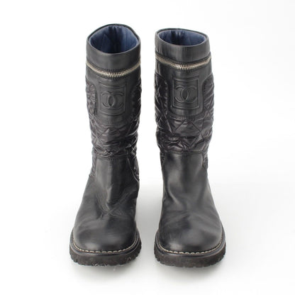 Chanel Coco Cocoon Leather Engineer Boots Shoes Black — view 2