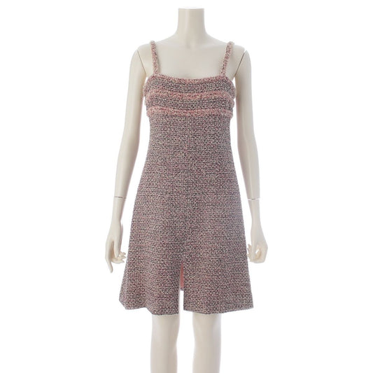 Chanel Tweed Camisole Mini Dress Pink 36