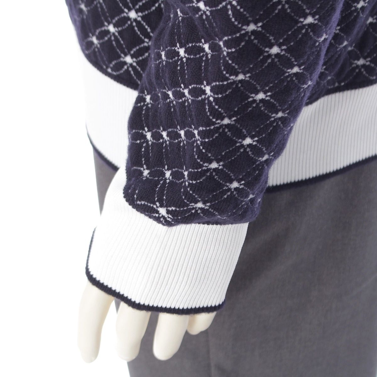 Louis Vuitton Wool 3D Monogram Flower Jacquard Hoodie Navy White — view 7
