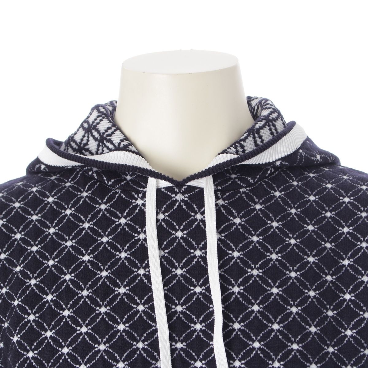 Louis Vuitton Wool 3D Monogram Flower Jacquard Hoodie Navy White — view 5