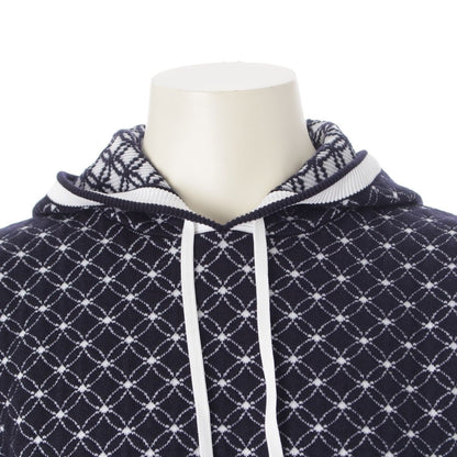 Louis Vuitton Wool 3D Monogram Flower Jacquard Hoodie Navy White — view 5