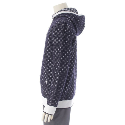 Louis Vuitton Wool 3D Monogram Flower Jacquard Hoodie Navy White — view 3