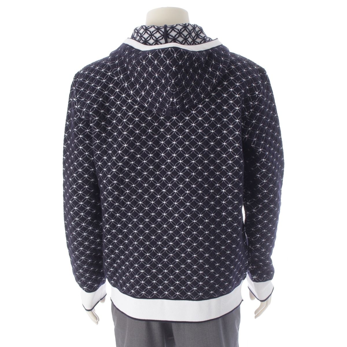 Louis Vuitton Wool 3D Monogram Flower Jacquard Hoodie Navy White — view 4