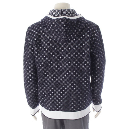 Louis Vuitton Wool 3D Monogram Flower Jacquard Hoodie Navy White — view 4