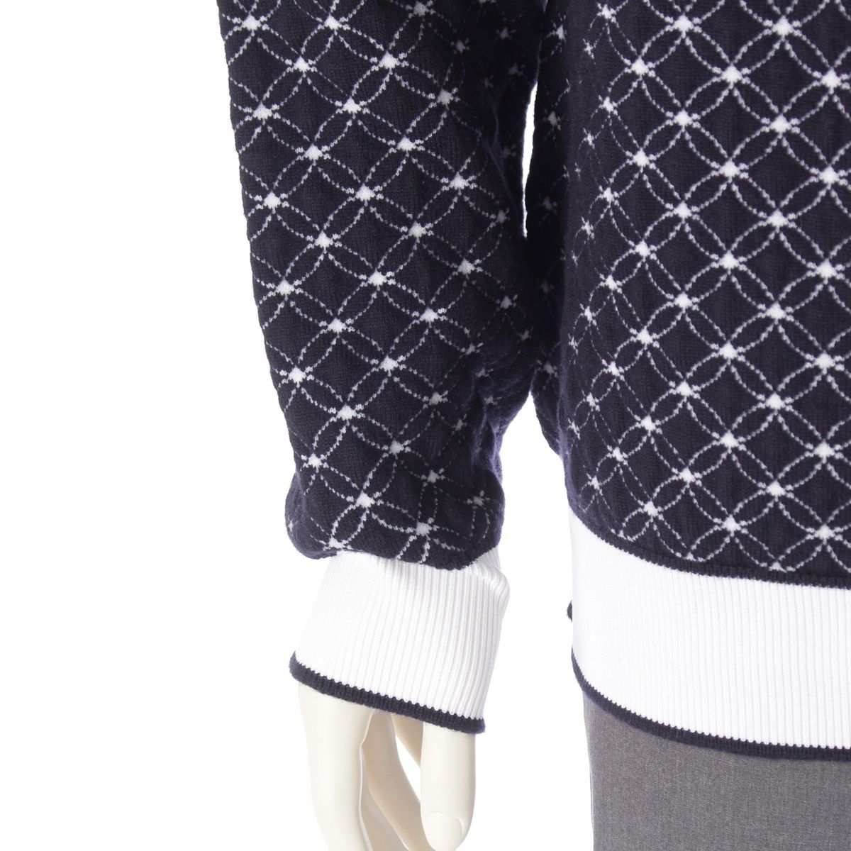 Louis Vuitton Wool 3D Monogram Flower Jacquard Hoodie Navy White — view 6