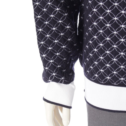 Louis Vuitton Wool 3D Monogram Flower Jacquard Hoodie Navy White — view 6