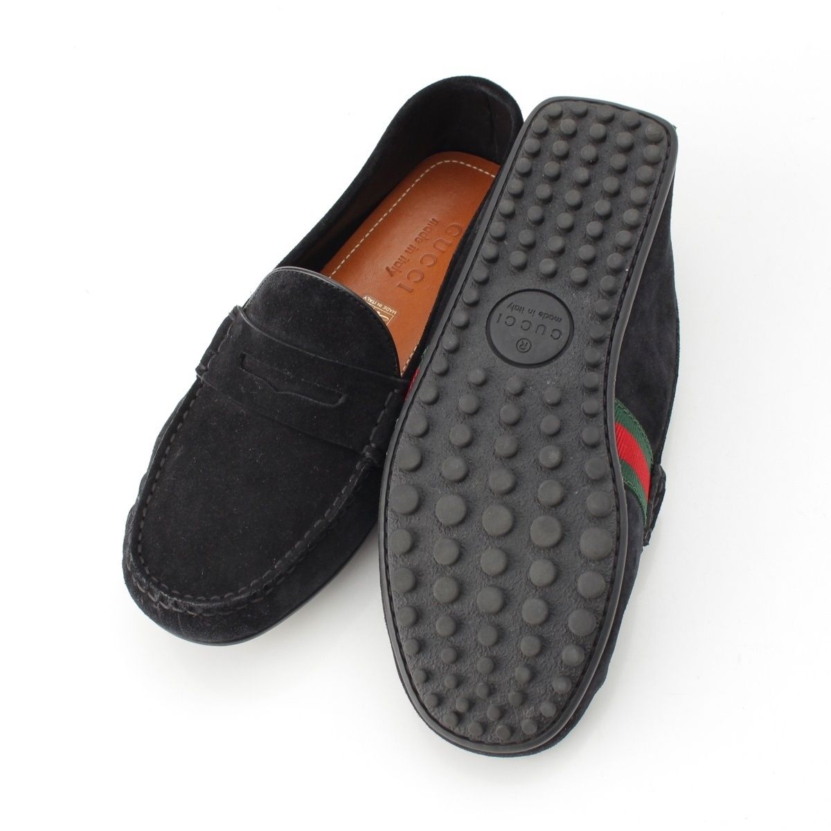 Gucci Suede Sherry Line Driving Shoes Loafers Black 6.5 — view 5