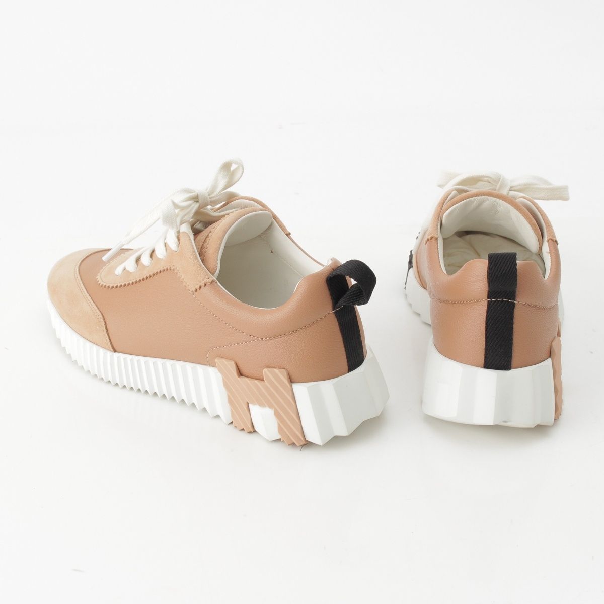 Hermes Leather Suede Bouncing H Logo Sole Low Top Sneakers Beige Pe Roulis No — view 4