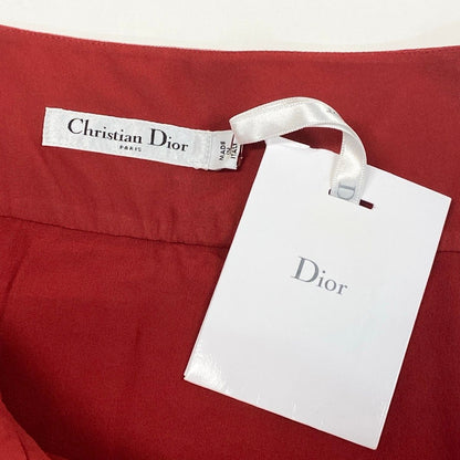 Dior Plume Tulle Pleated Midi Skirt Red Polyester 34 — view 8