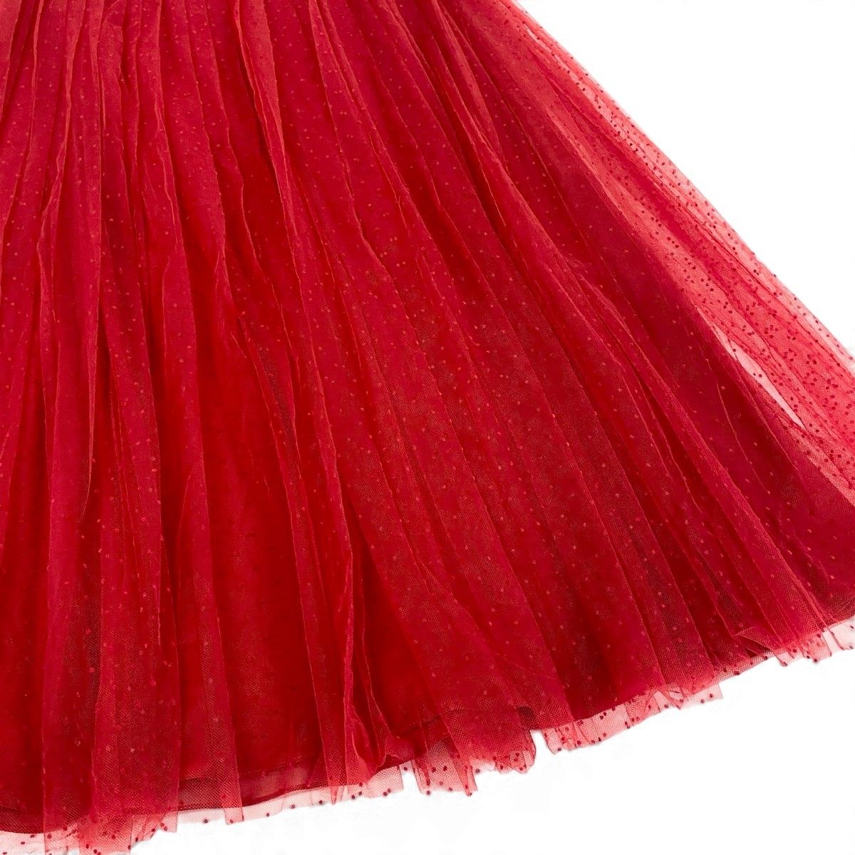 Dior Plume Tulle Pleated Midi Skirt Red Polyester 34 — view 6