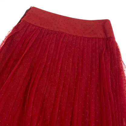 Dior Plume Tulle Pleated Midi Skirt Red Polyester 34 — view 4