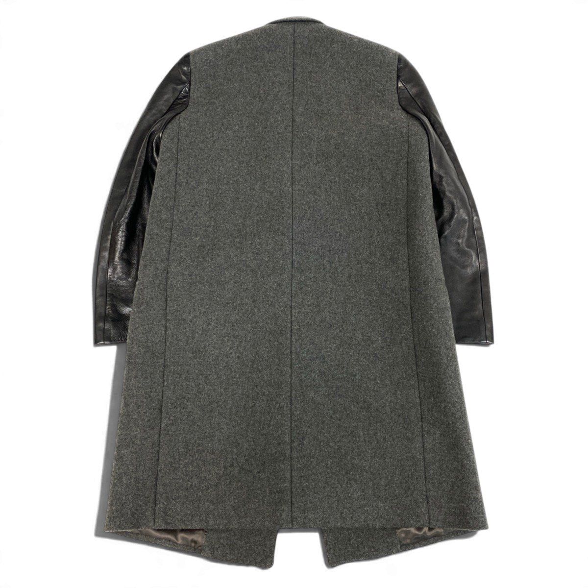Celine Phoebe Philo Era Crombie Coat Leather Switch Gray Black — view 3