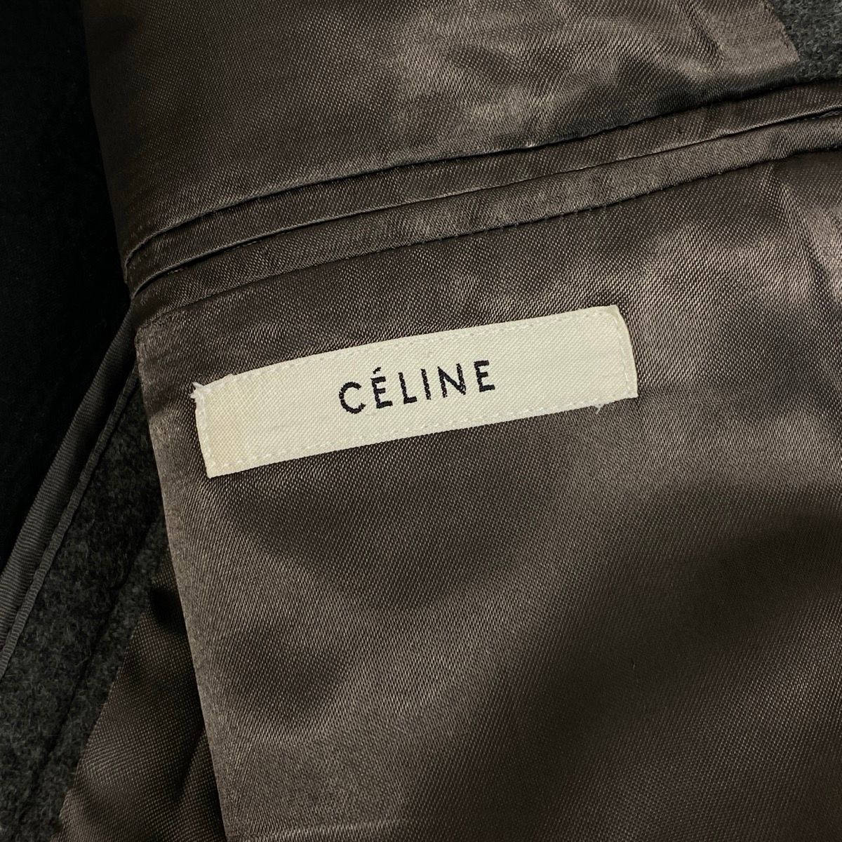 Celine Phoebe Philo Era Crombie Coat Leather Switch Gray Black — view 8