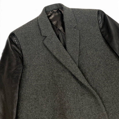 Celine Phoebe Philo Era Crombie Coat Leather Switch Gray Black — view 4