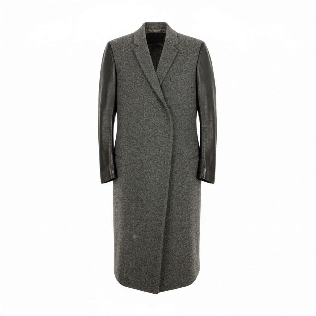 Celine Phoebe Philo Era Crombie Coat Leather Switch Gray Black