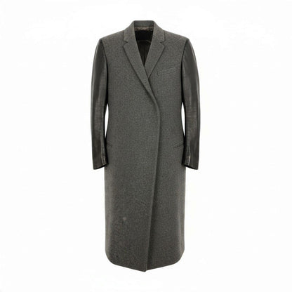 Celine Phoebe Philo Era Crombie Coat Leather Switch Gray Black