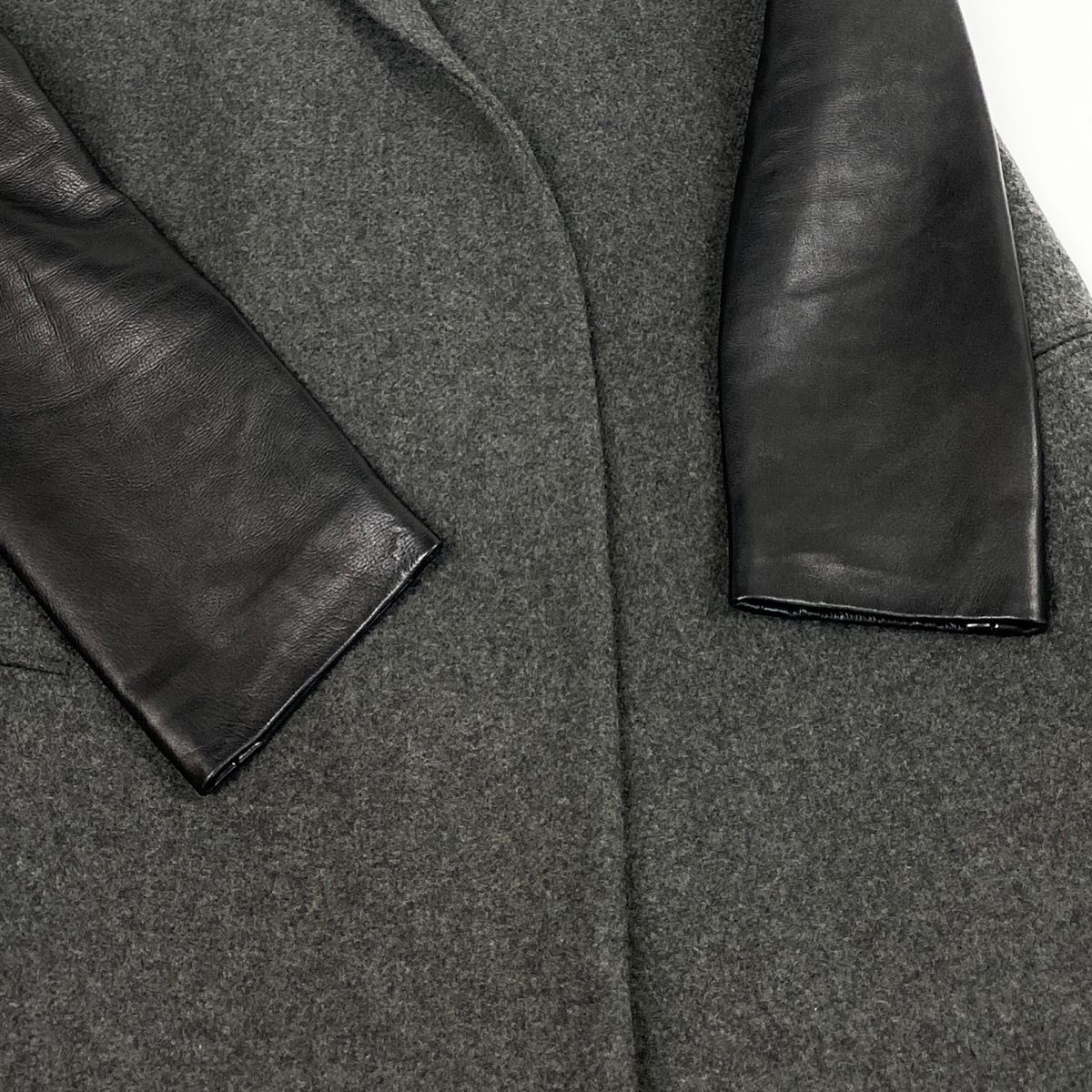 Celine Phoebe Philo Era Crombie Coat Leather Switch Gray Black — view 5