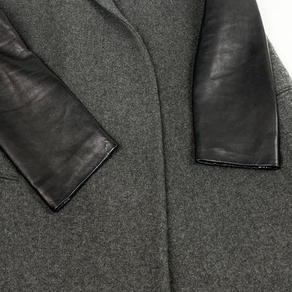 Celine Phoebe Philo Era Crombie Coat Leather Switch Gray Black — view 5