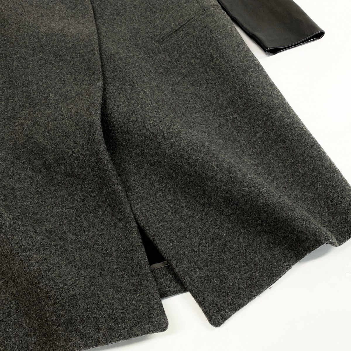 Celine Phoebe Philo Era Crombie Coat Leather Switch Gray Black — view 6