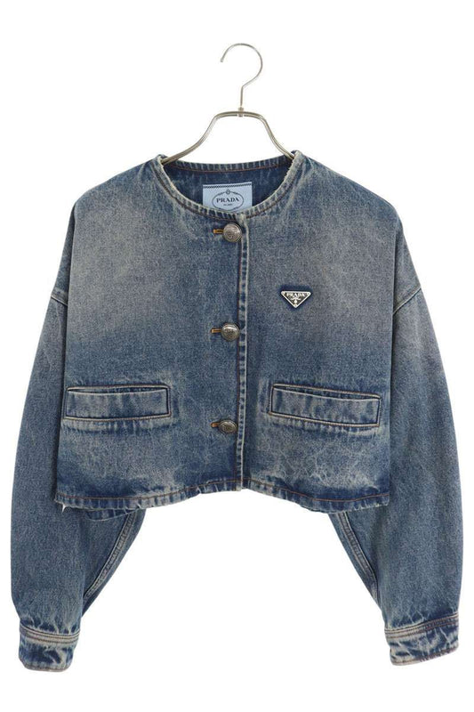 Prada Collarless Denim Jacket 40